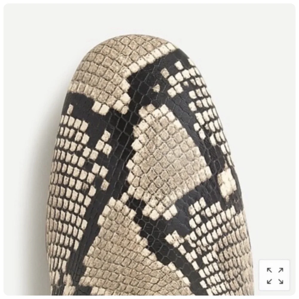 NIB J Crew Leather Willa Snake Embossed  Stacked-Heeled Boots size 6.5